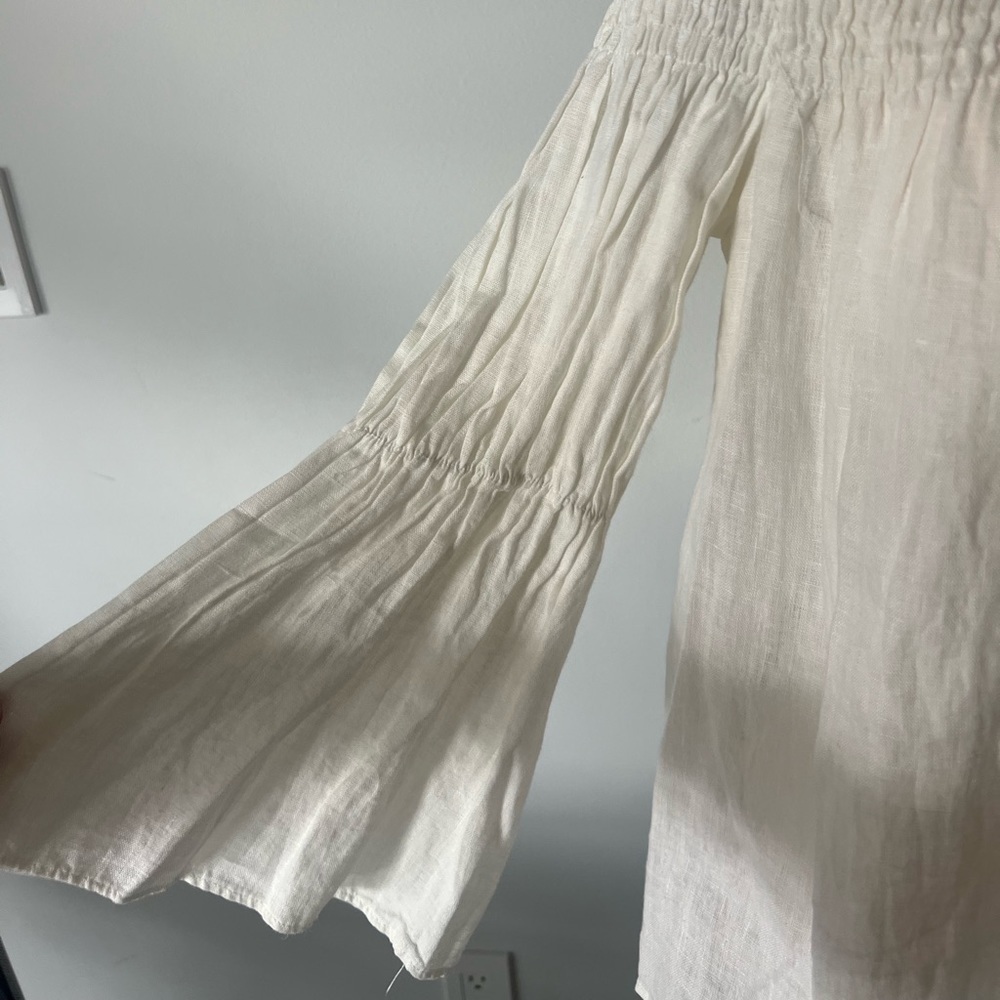 Zara Linen Bohemian Shirt | New with Tags | Elegant Neck Detail | Size M - Picture 8 of 15
